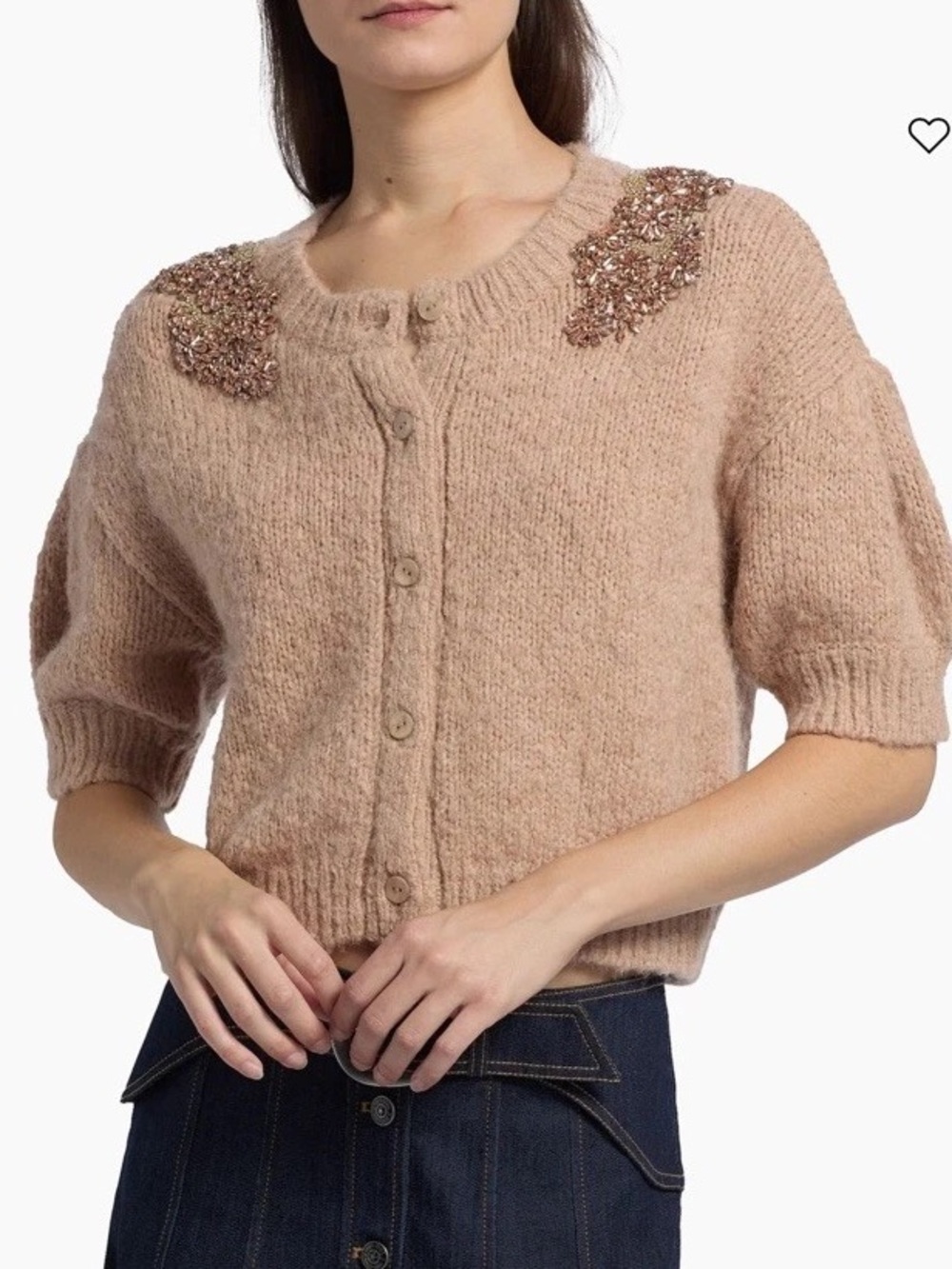 NWT Cinq à Sept Millicent Embellished-Shoulder Cardigan